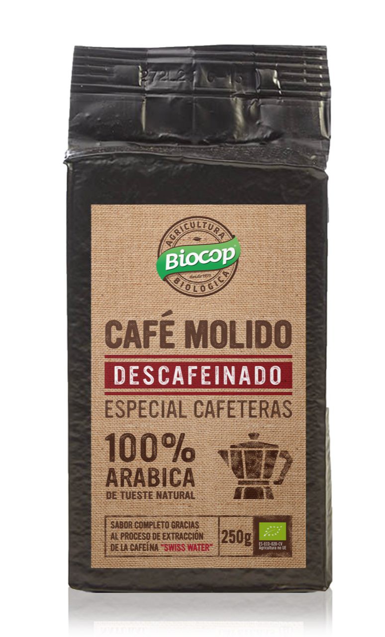 Café molido 100% Arábica descafeinado Biocop 250 g